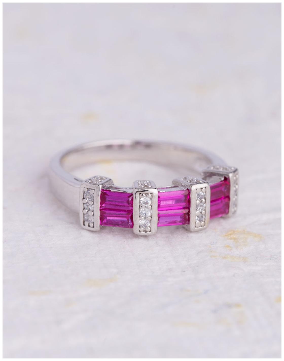 

Voylla Classic Pink and White Zircon Ring