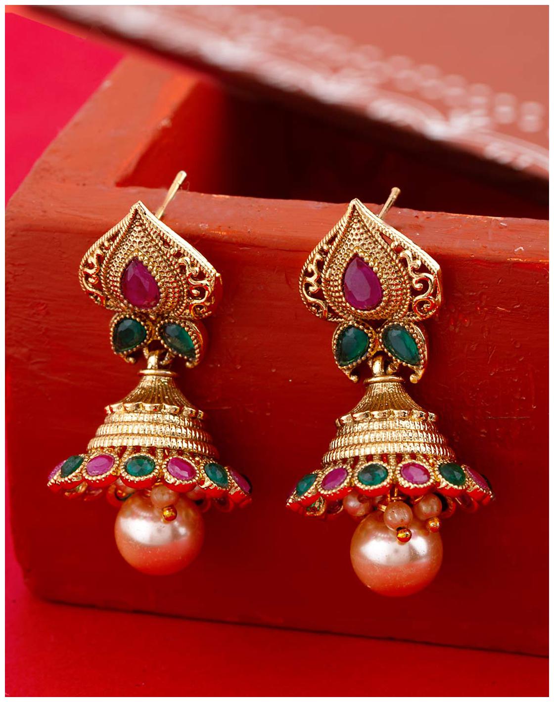 

Voylla Coloured Gems Adorned Earrings