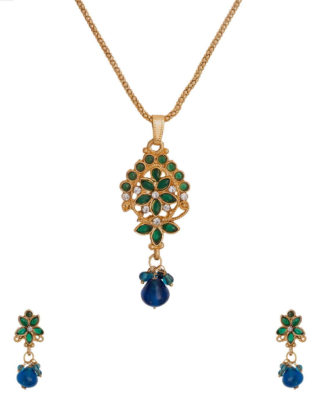 

Voylla Floral Gold Toned Pendant Set With Chain