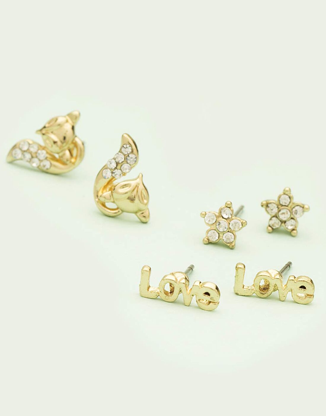 

Voylla Combo Of 3-Golden Sparkling Stud Earrings With CZ