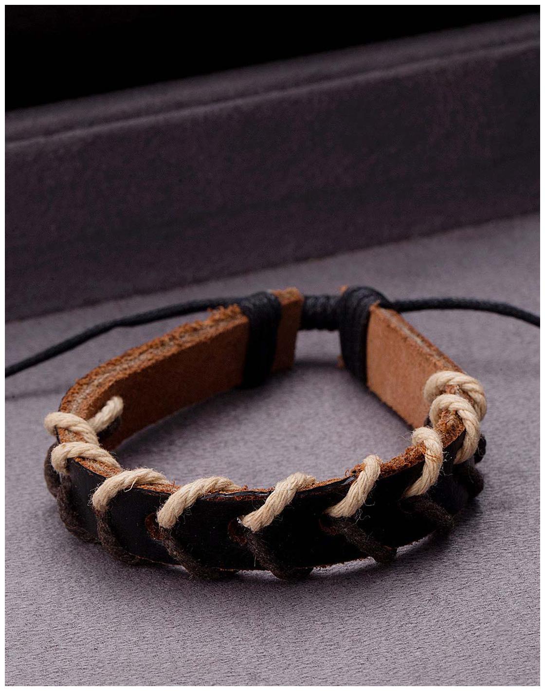 

Voylla Cool Stacked Brown Leather Wrap Bracelet
