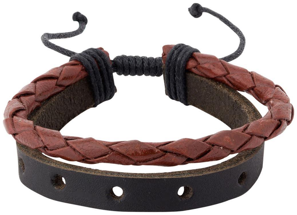 

Voylla Cool Stacked Black Brown Leather Wrap Bracelet