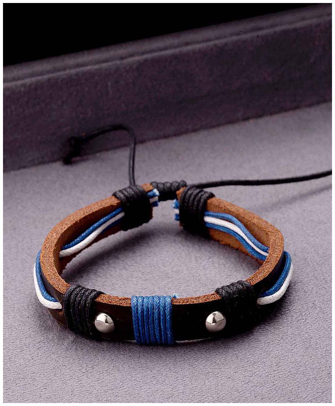 

Dare by Voylla Cool Stacked Leather Blue Wrap Bracelet