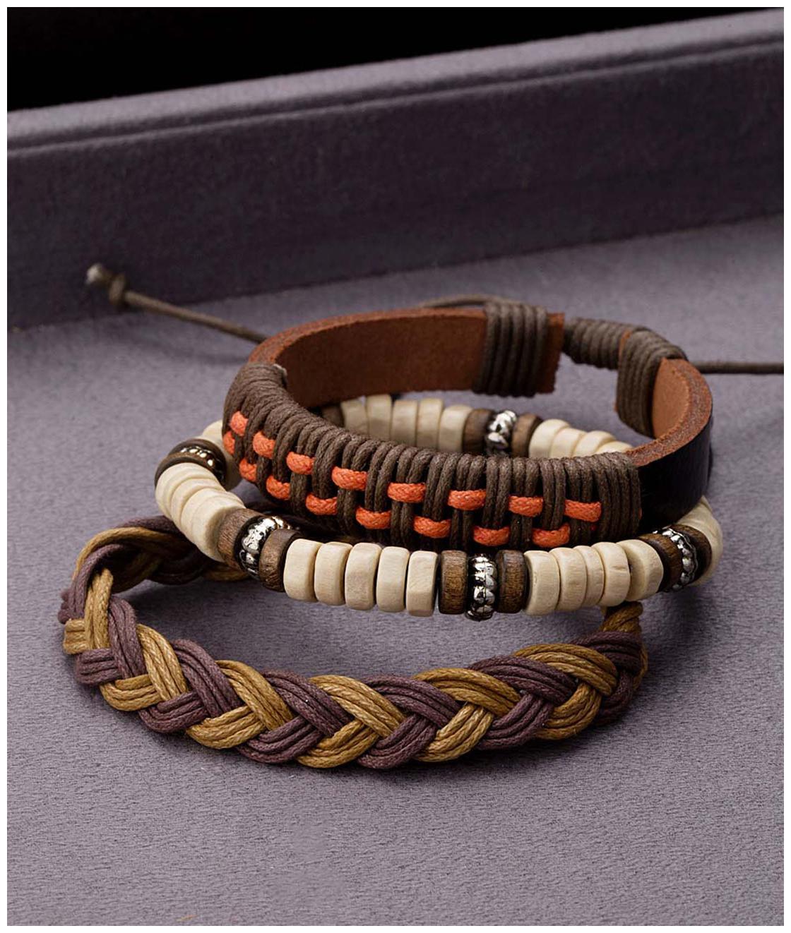 

Dare by Voylla Cool Stacked Leather Combo Bracelets