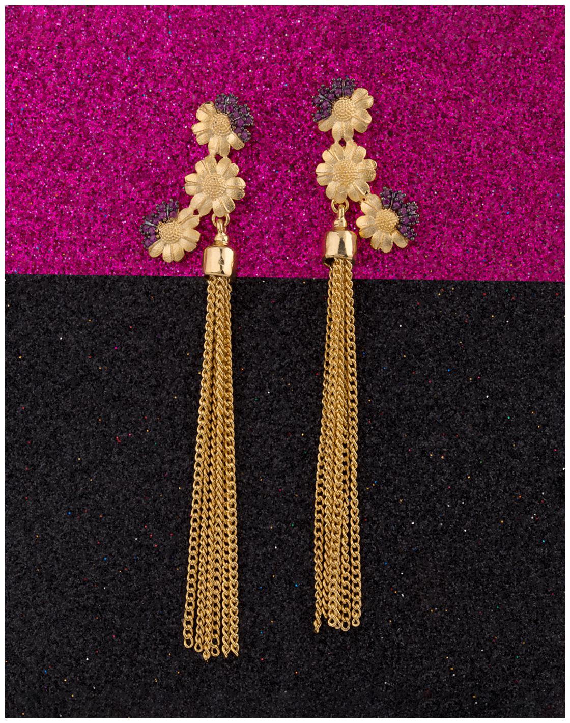 

Voylla Curved Red Floral Antara Danglers