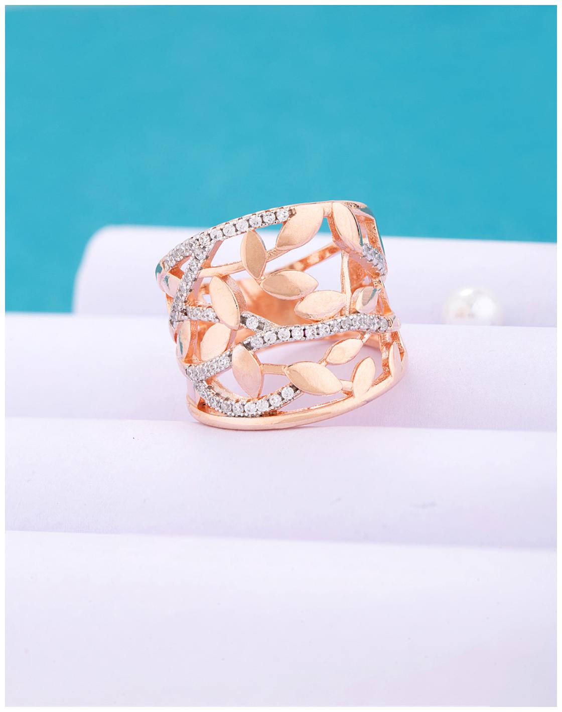 

Voylla Cutwork Design CZ Gems Adorned Ring