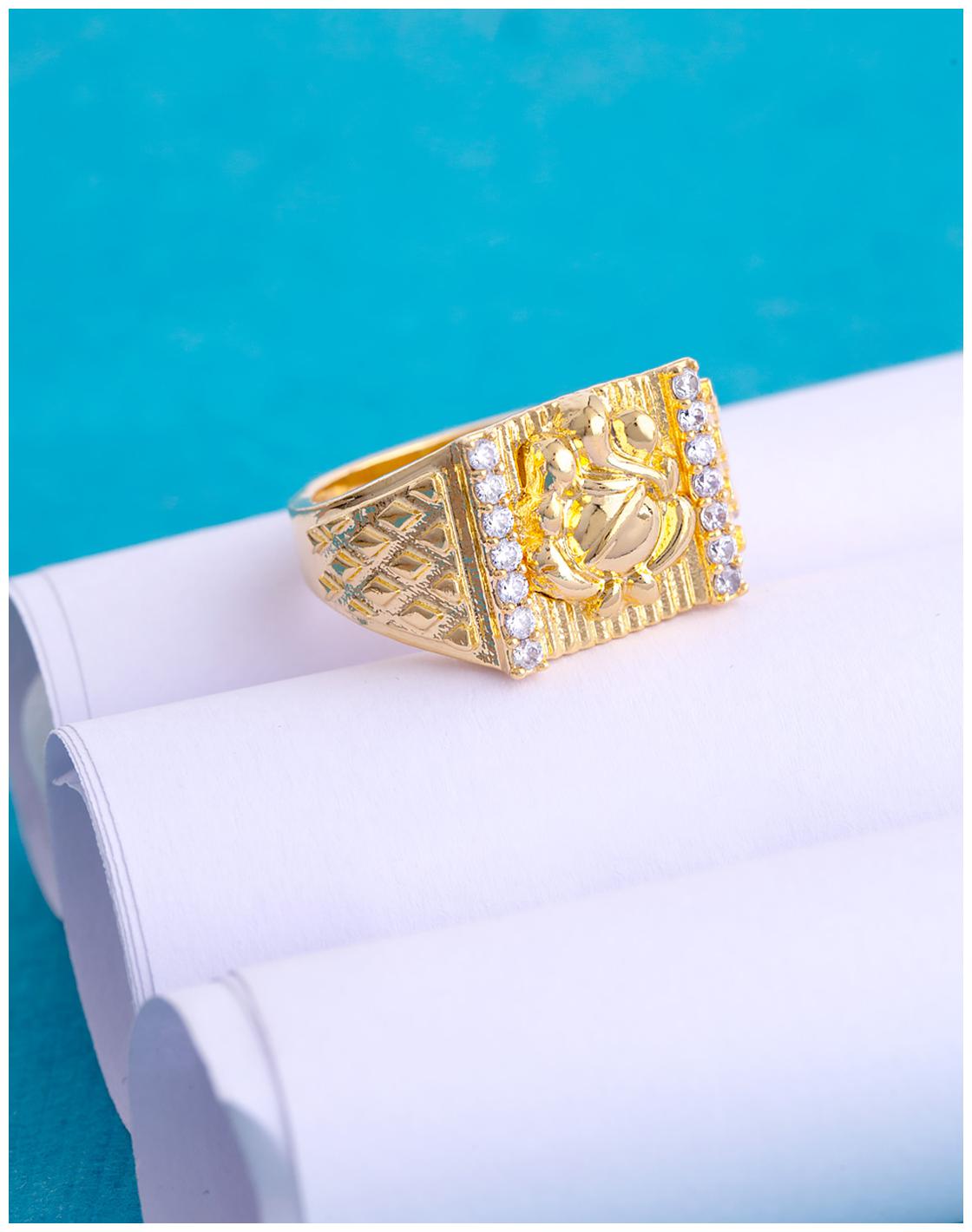 

Voylla CZ Gemstones Embellished Brass Ring