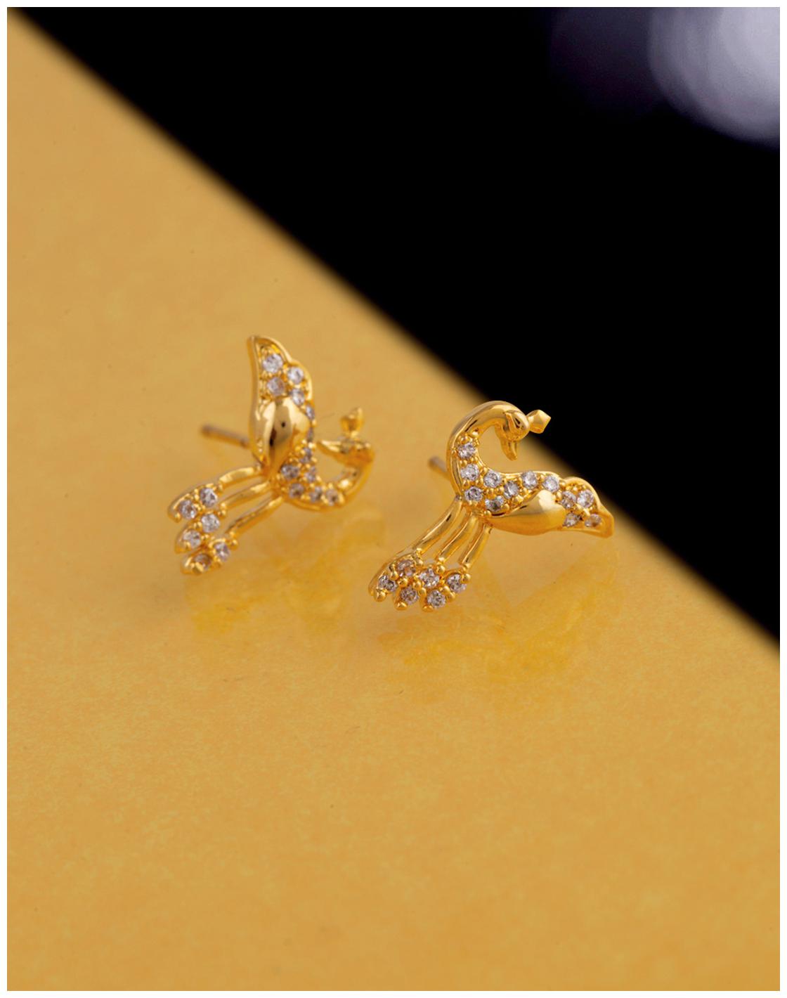 

Voylla CZ Gem Studded Peacock Earrings