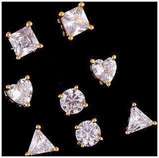 Voylla CZ Gold Minimalistic Ear Studs