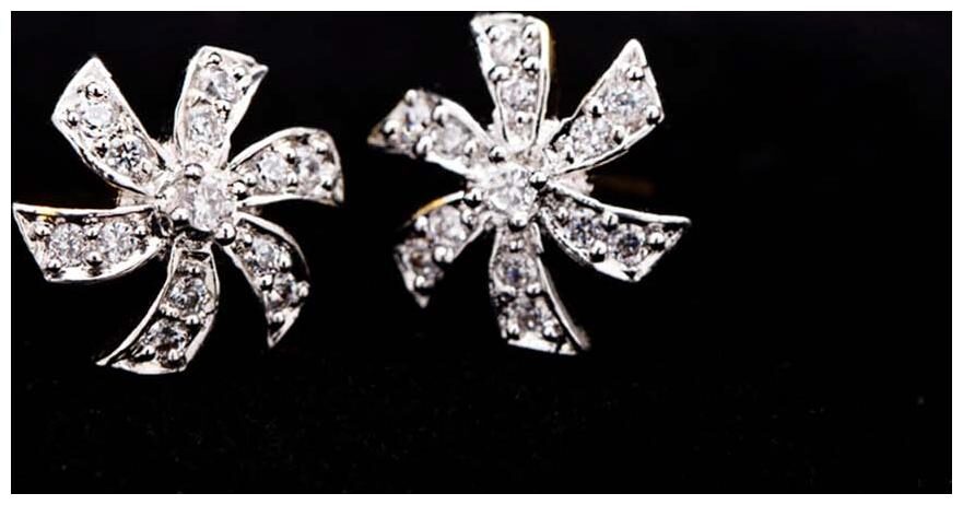 

Voylla CZ Silver Windmill Ear Studs