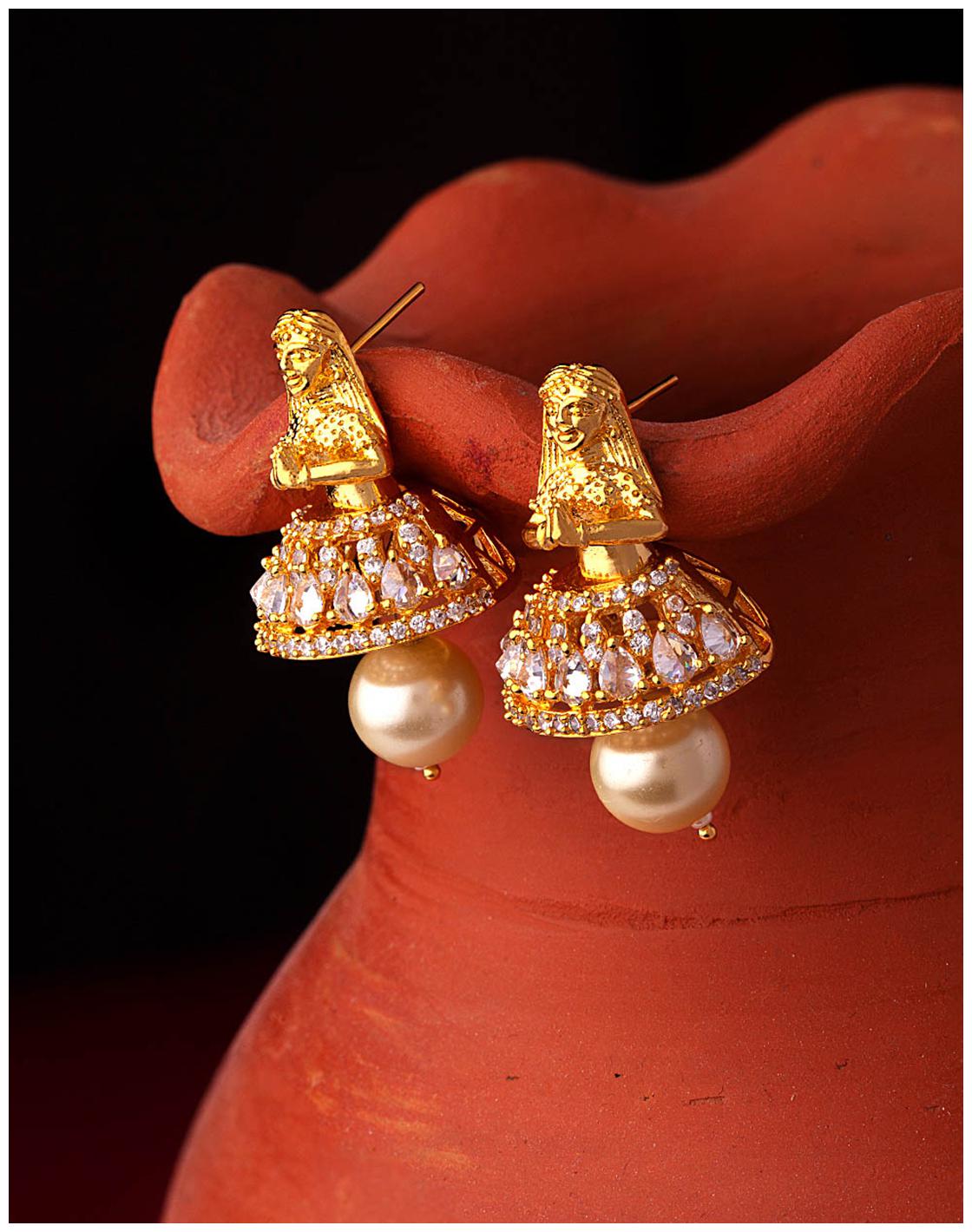 

Voylla CZ Temple Style Earrings