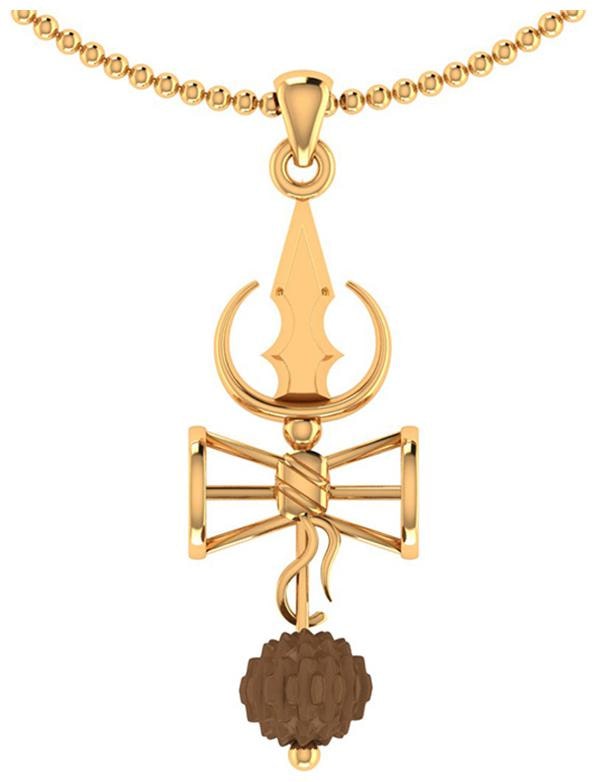 

Voylla Damaru Design With Rudraksha Bead Pendant With Chain