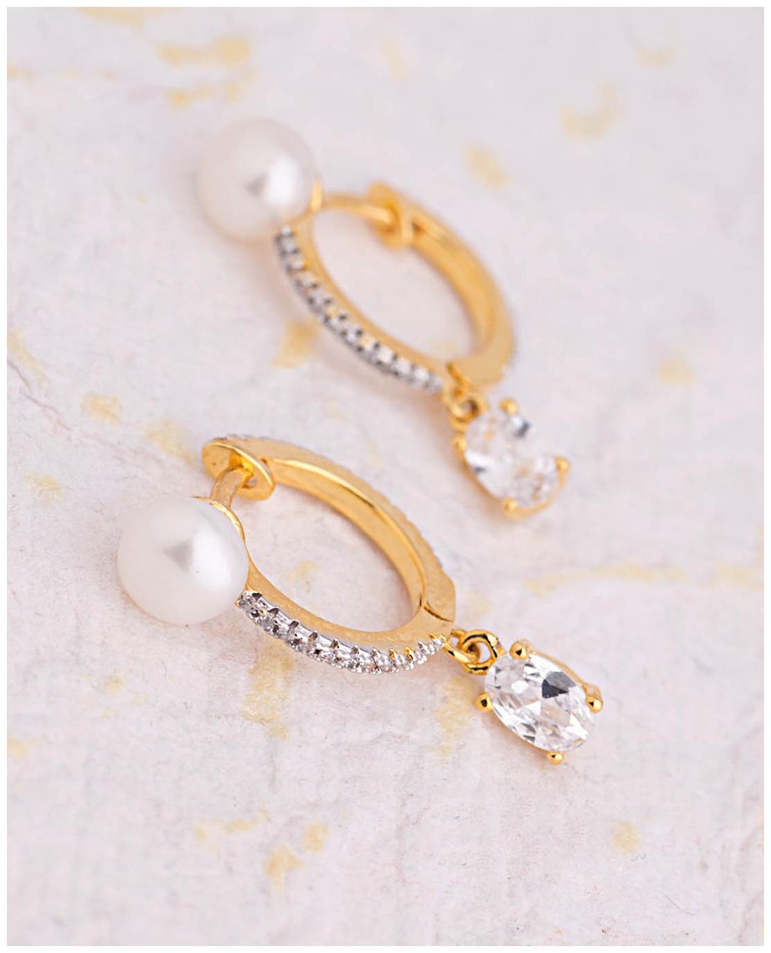 

Voylla Delicate Gem Studded Huggie Earrings