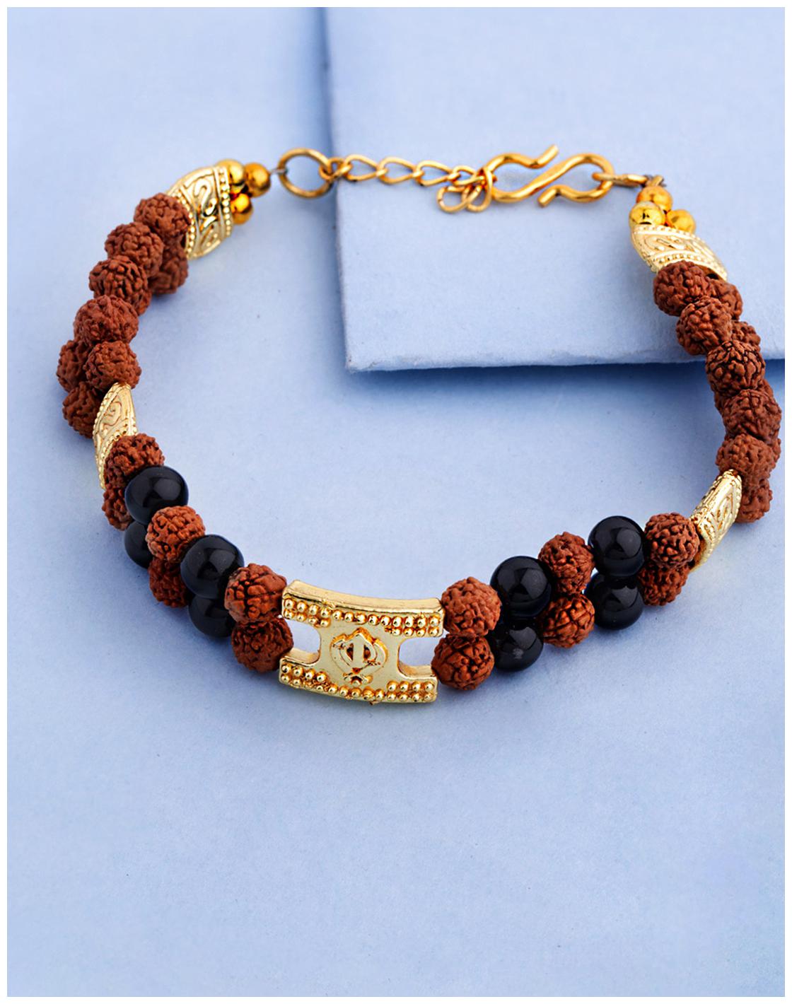 

Voylla Designer Khalsa Engraved Rudraksha Bracelet