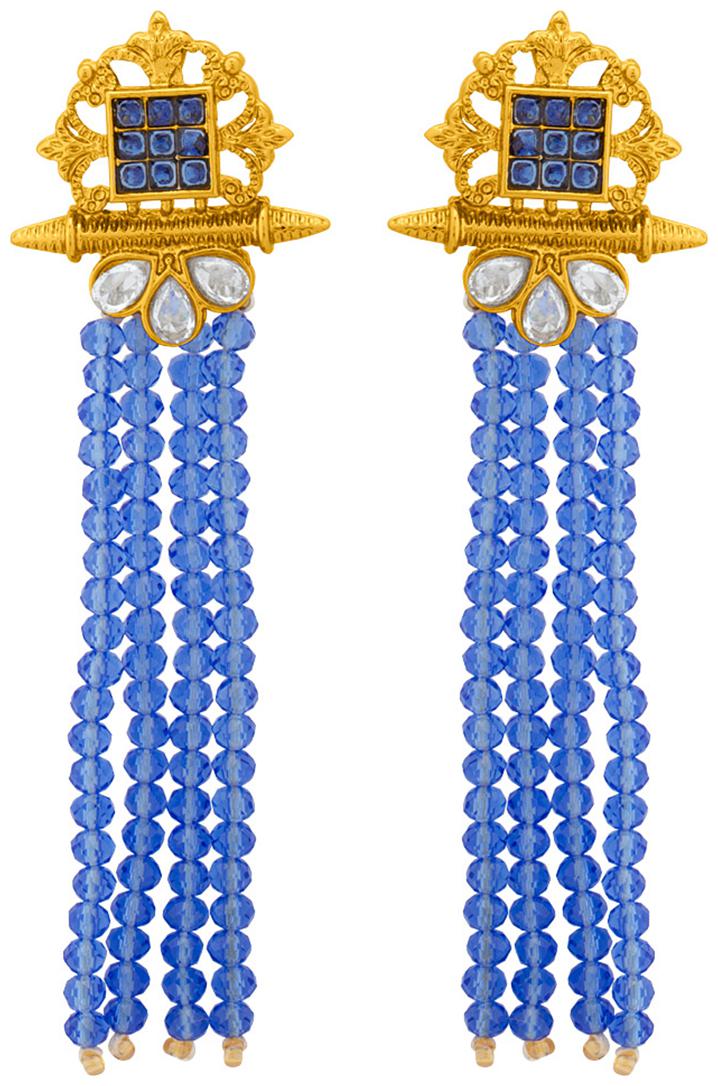 

Voylla Designer Drop Earrings with Beaded Tassels