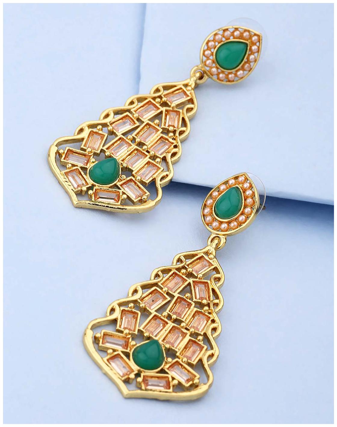 

Voylla Designer CZ Studded Danglers For Women