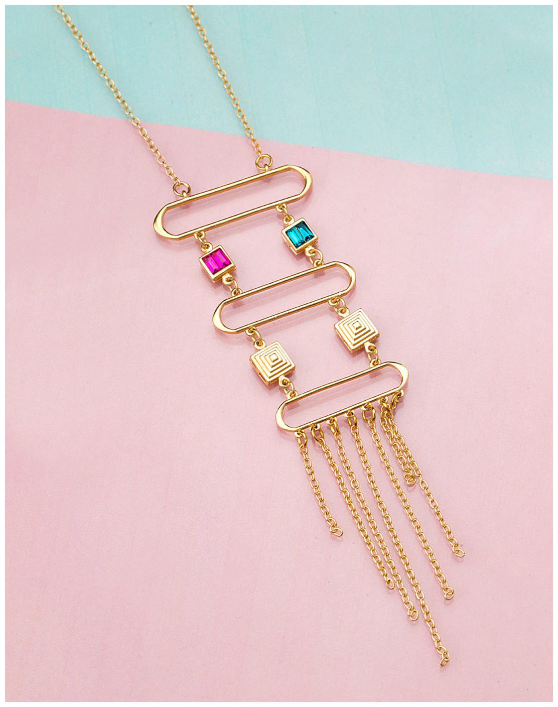 

Voylla Dual-Stone Chains Geomatrix Necklace