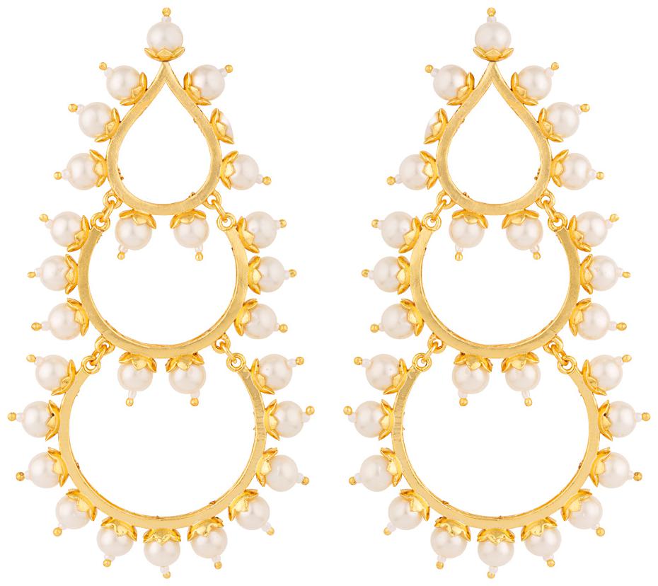 

Voylla Traditional Pearl Beaded Gold Plated Dangler Earring