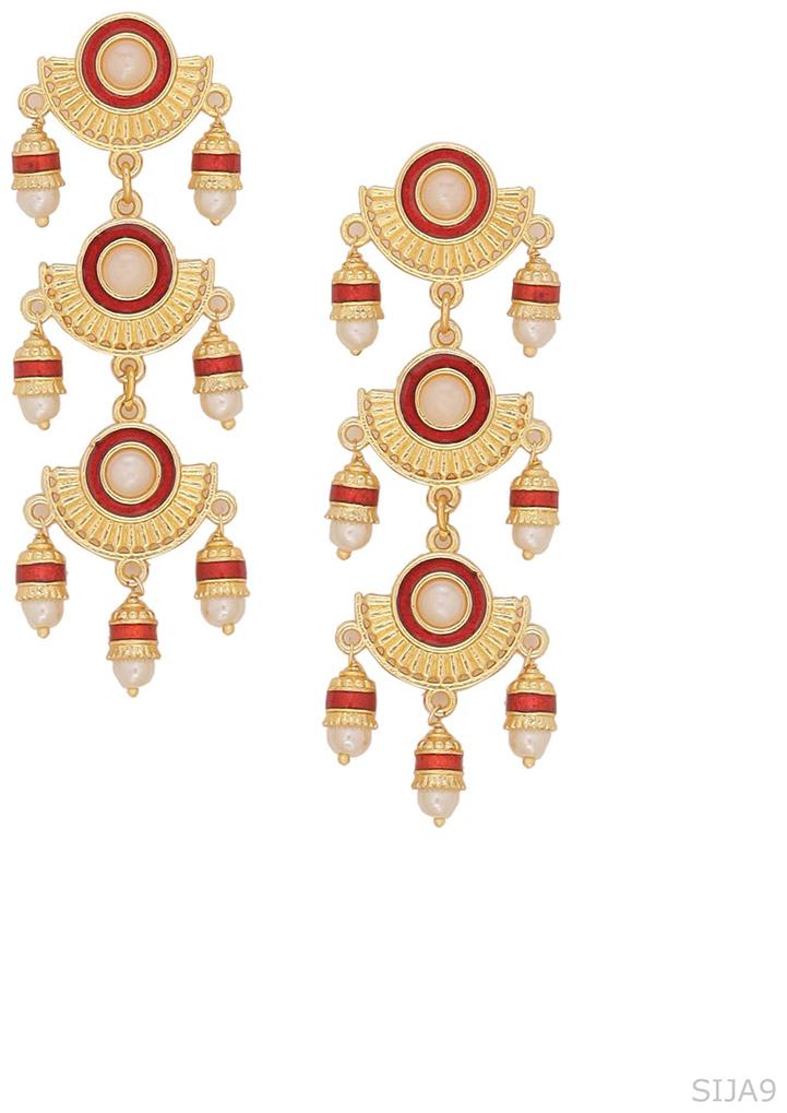 

Voylla Temple Bell Layered Drop Earrings