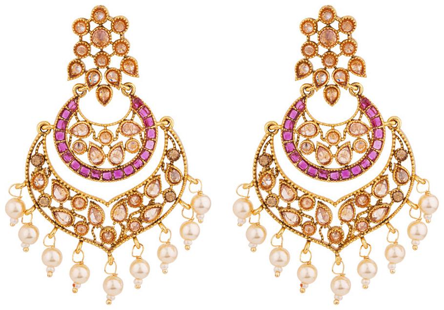 

Voylla Reversal Saga Heavily Embellished Ethnic Chandbaali Earrings