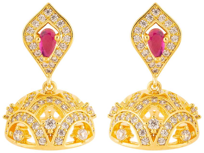 

Voylla Swarnam Gemstones Embellished Jhumka Earrings