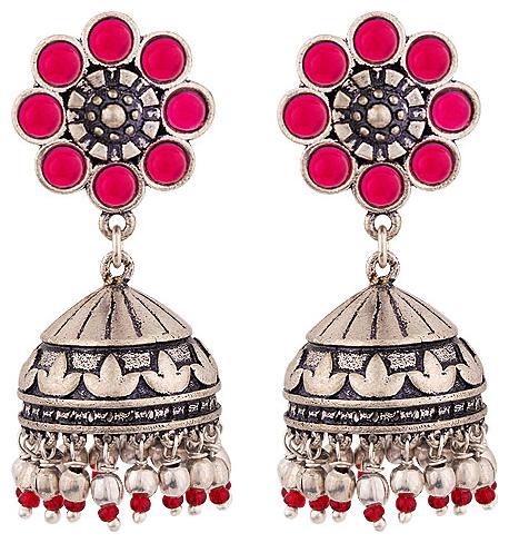 

Voylla Oxidised Floral Jhumki Festive Earring