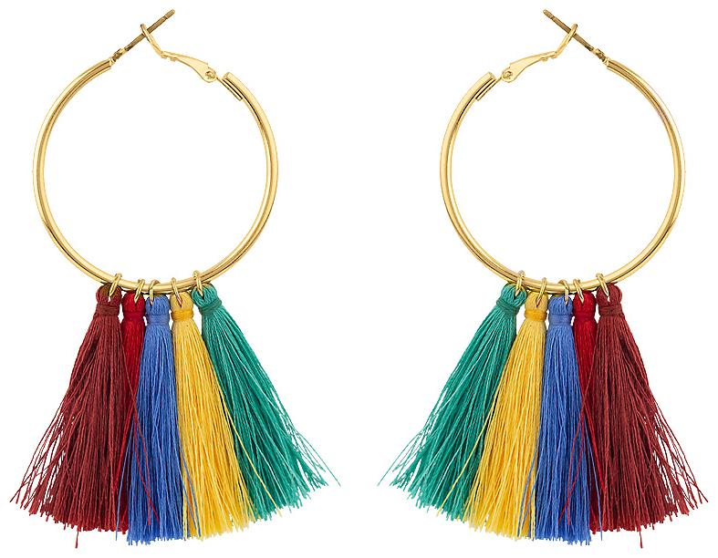 

Voylla Contemporary Tassel Colourful Hoop Earring Combo