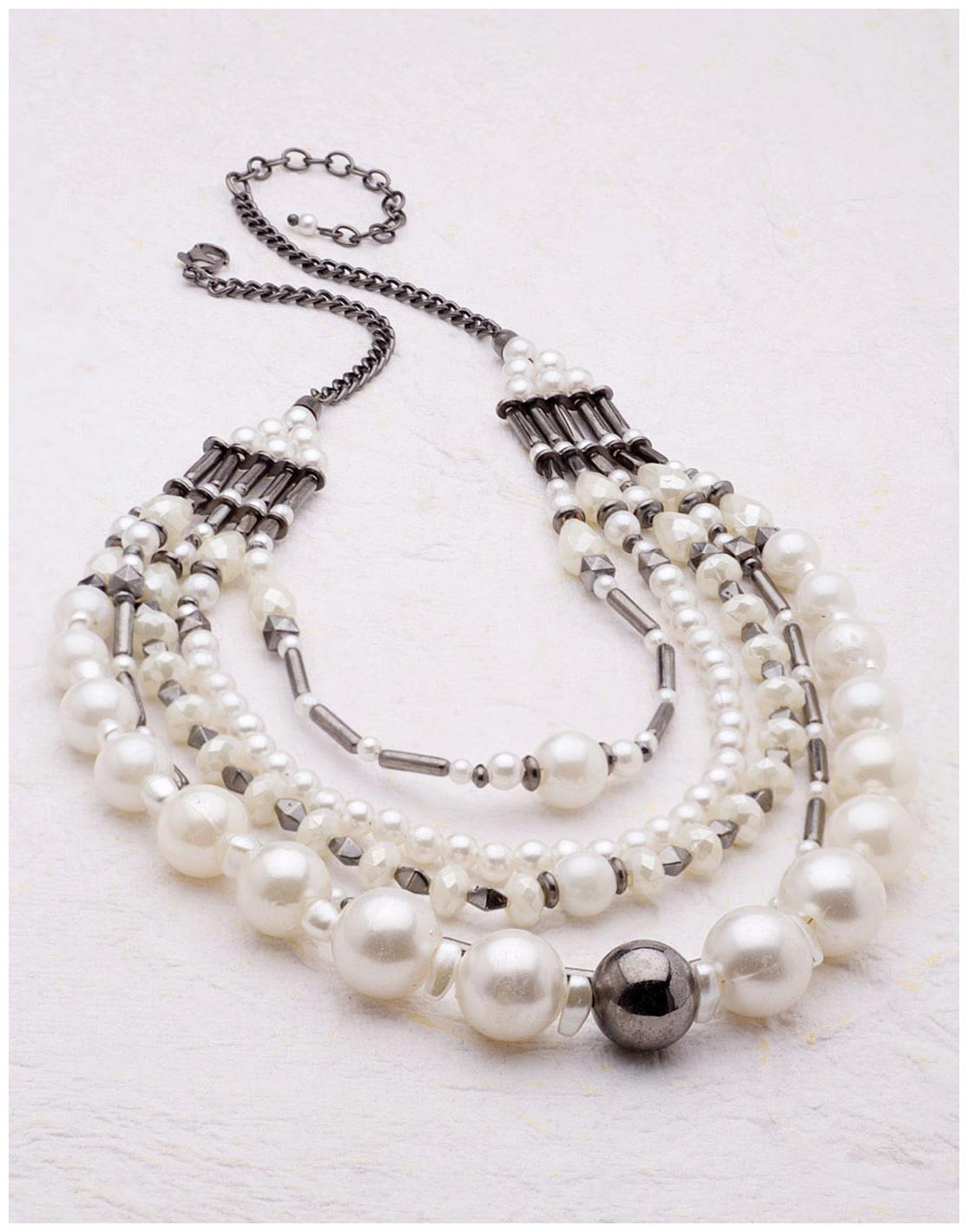 

Voylla Elegant Brass Pearl Layered Necklace