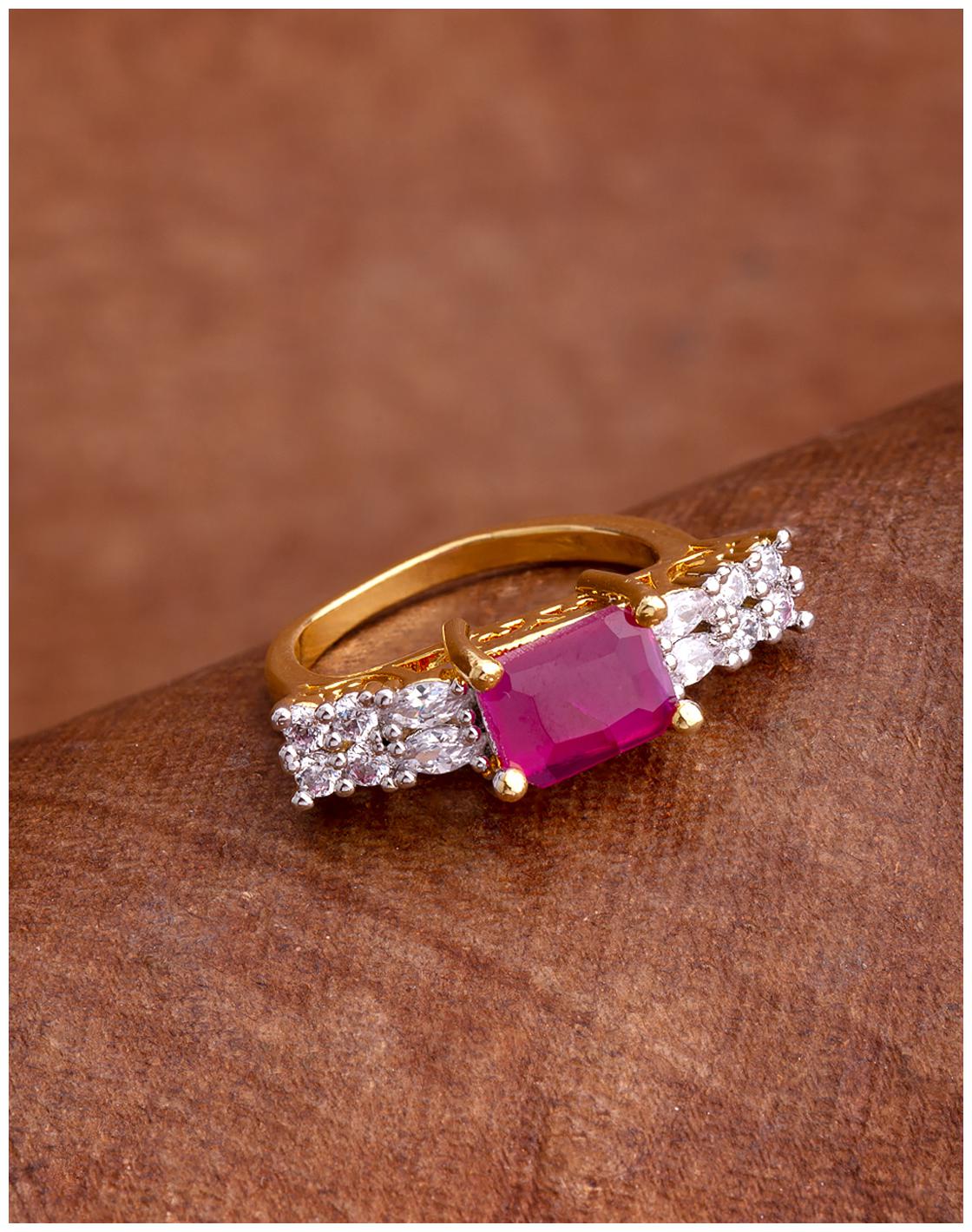 

Voylla Emerald Cut Zircon Gem Adorned Ring