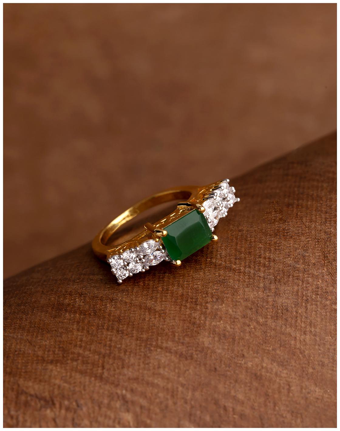 

Voylla Emerald Cut Zircon Embellished Ring