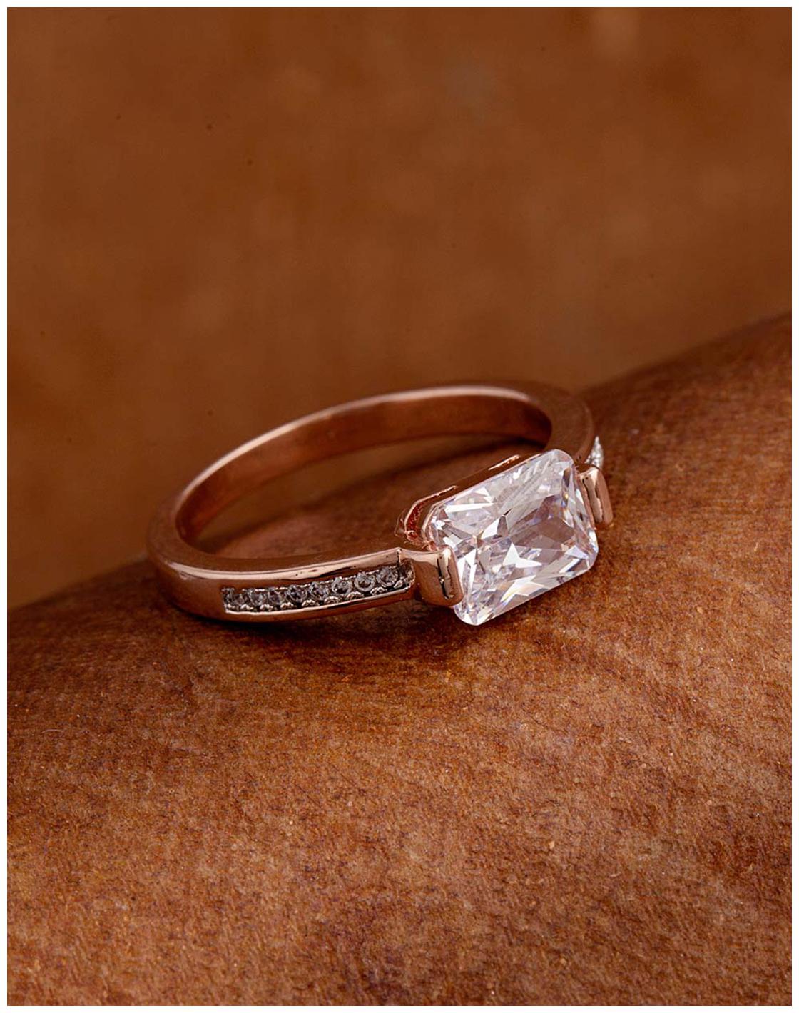 

Voylla Emerald Cut Gem Adorned Ring