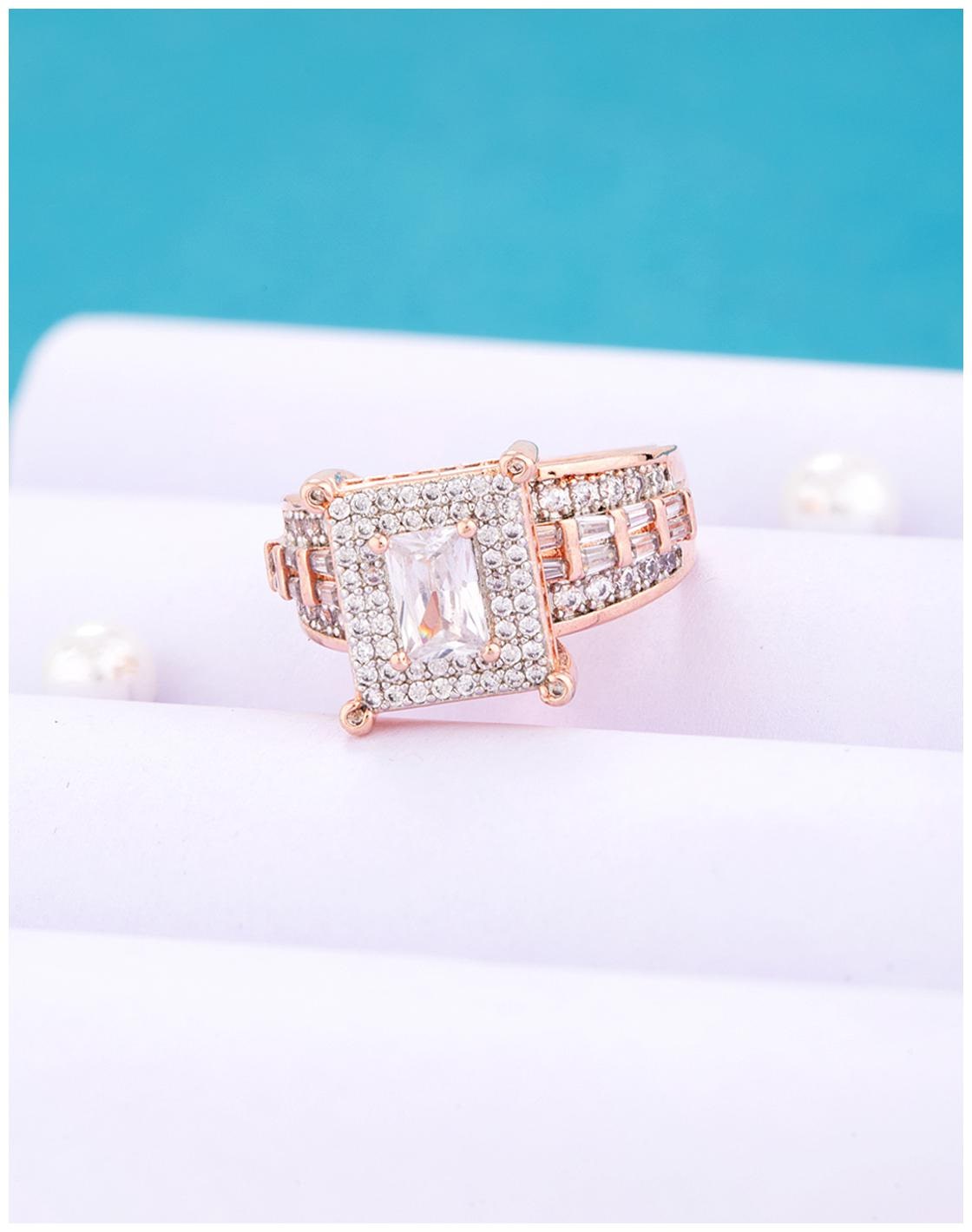 

Voylla Emerald Cut CZ Gem Adorned Ring