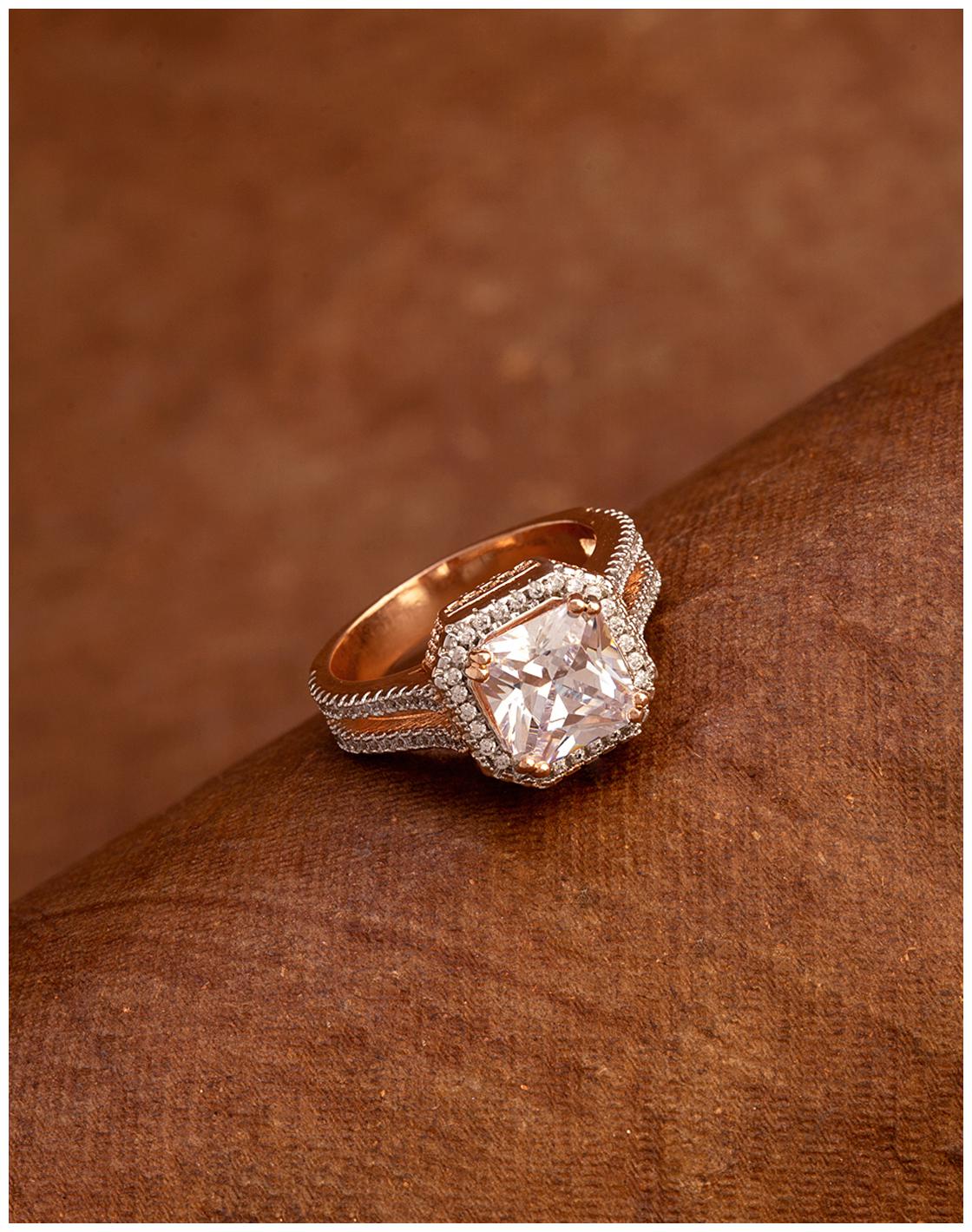 

Voylla Emerald Cut Zircon Ring