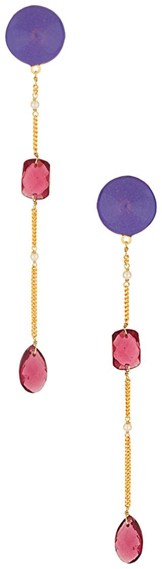 

Voylla EXQUISITE GOLDEN DANGER EARRINGS WITH RED STONE DROPS