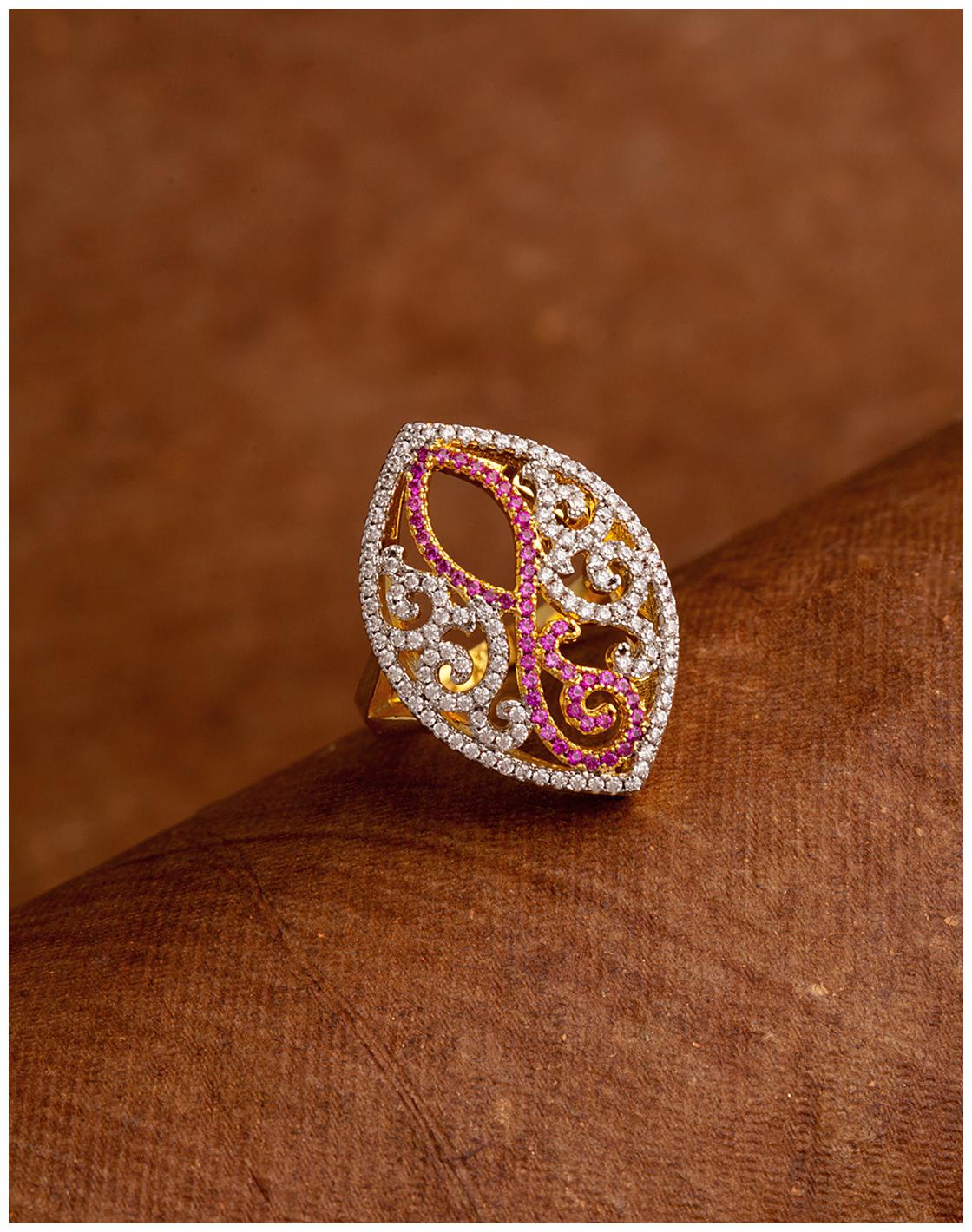 

Voylla Filigree Design Brass Statement Ring