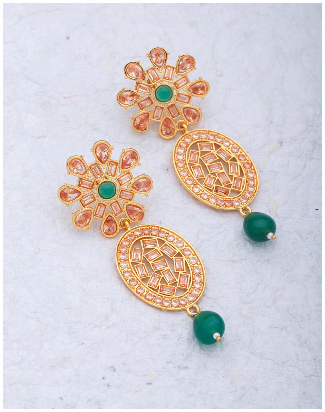 

Voylla Floral Oval Detailing Earrings For Women