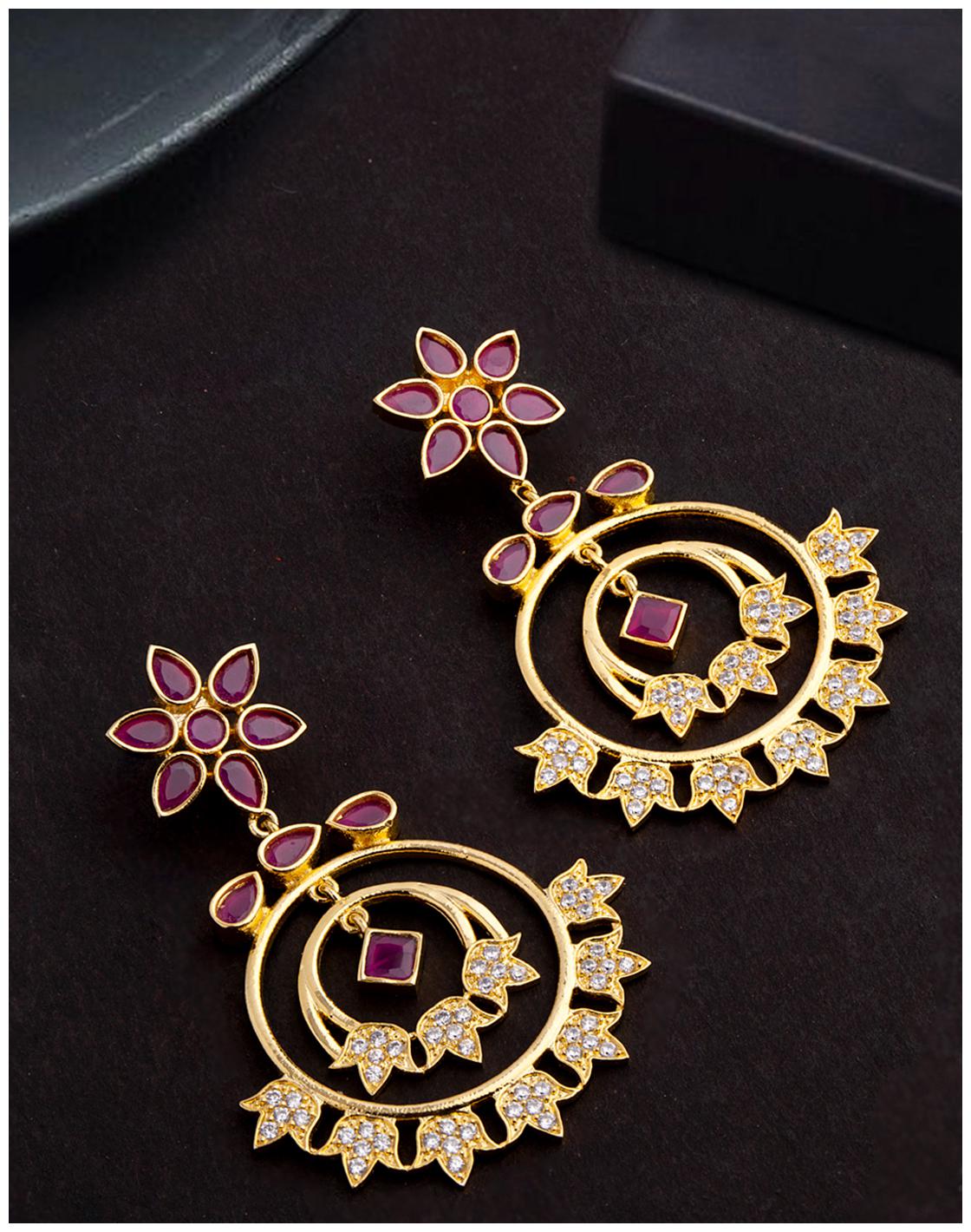 

Voylla Floral Motif Chandbali Earrings