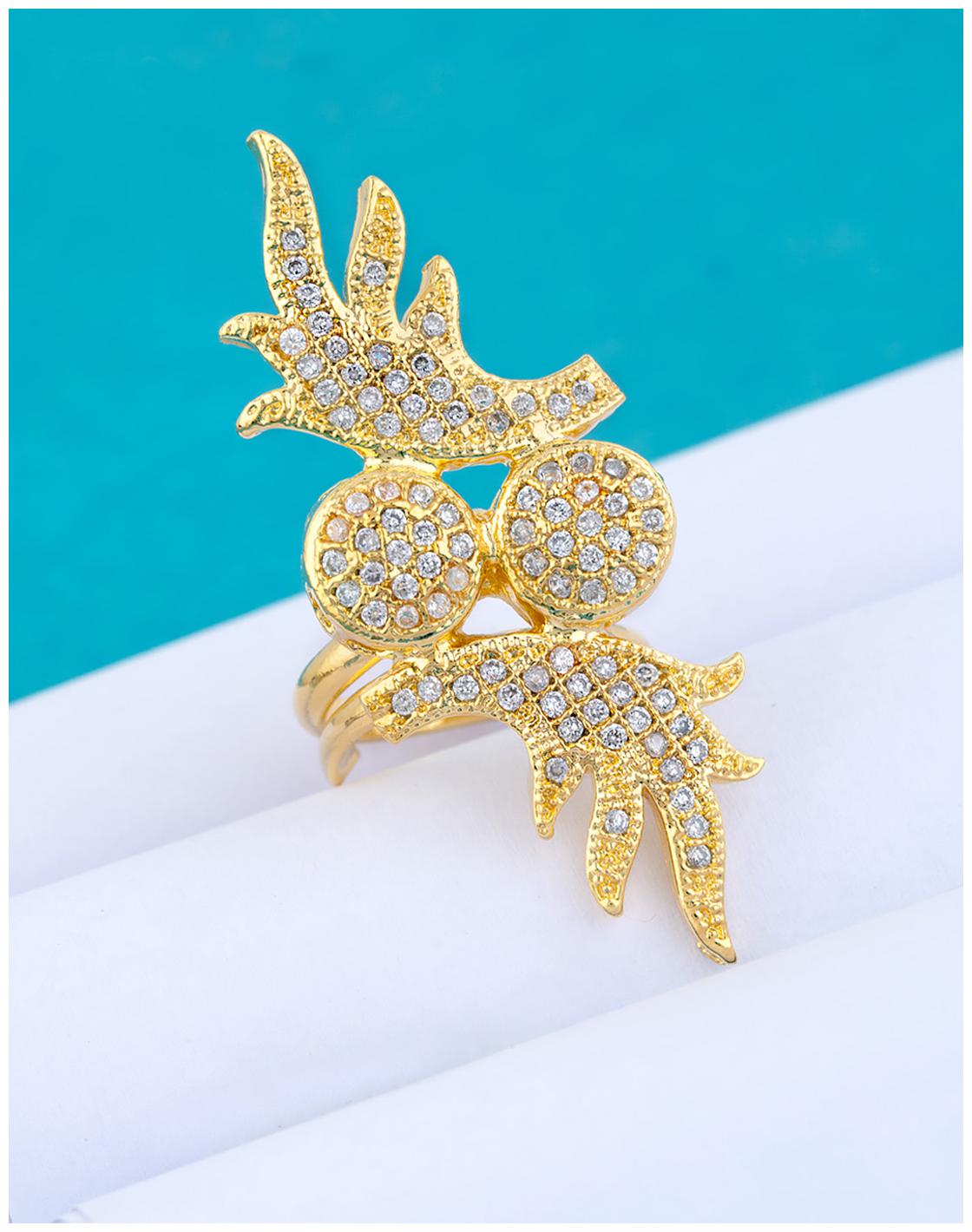 

Voylla Floral Motifs CZ Gems Adorned Ring