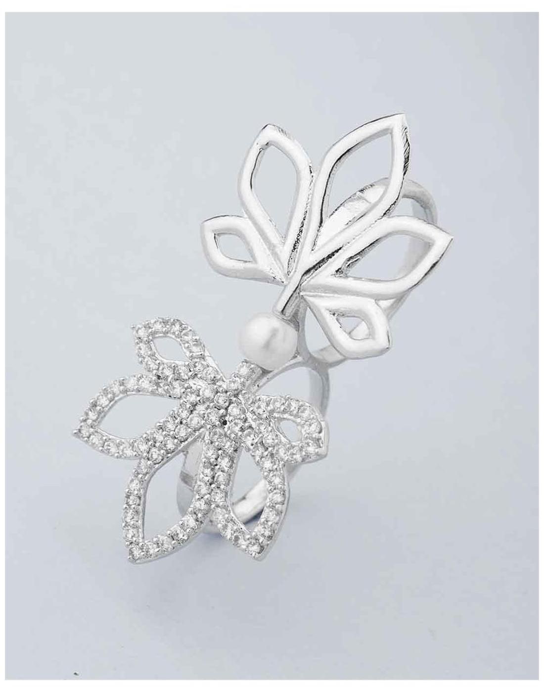 

Voylla Floral Designer Two Finger Ring For Women