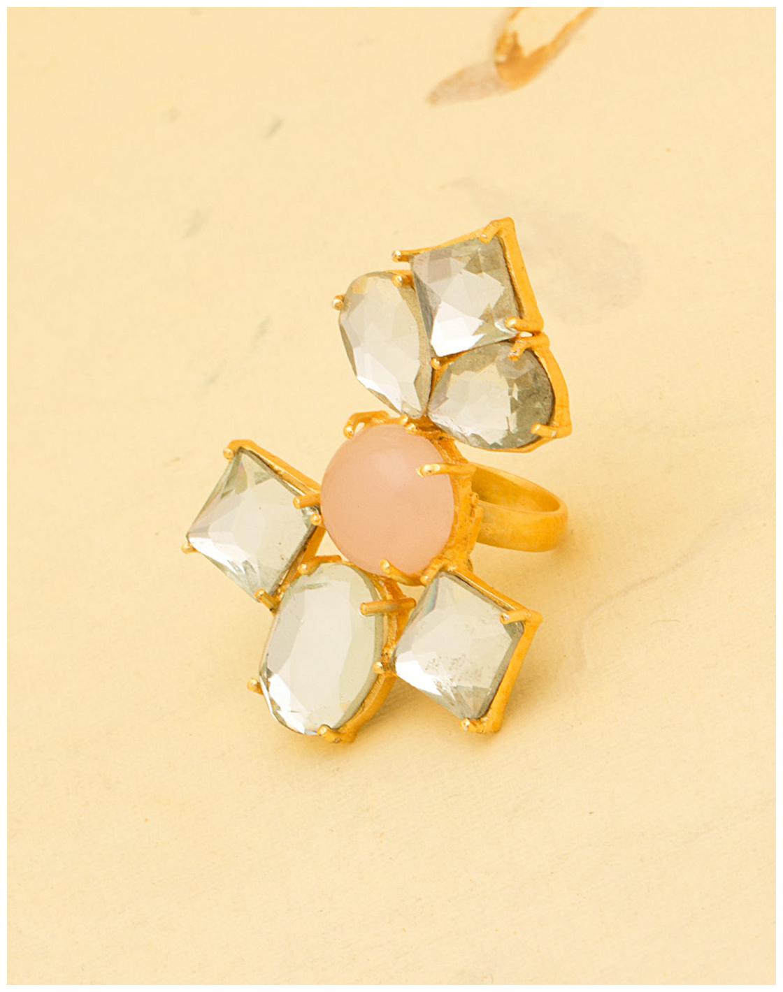 

Voylla FLORAL PINK STONE STUDDED RING