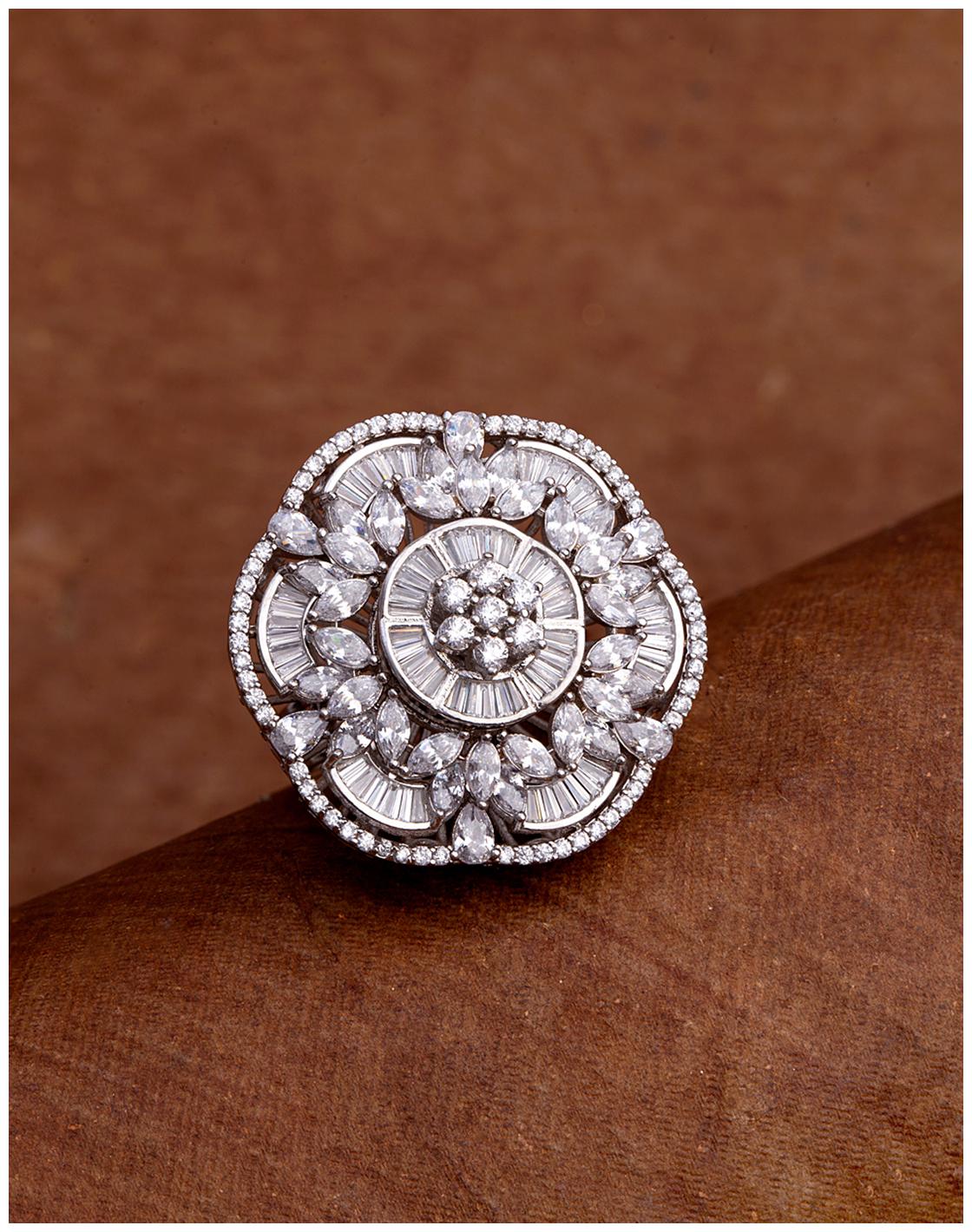 

Voylla Floral Silver Plated Cocktail Ring