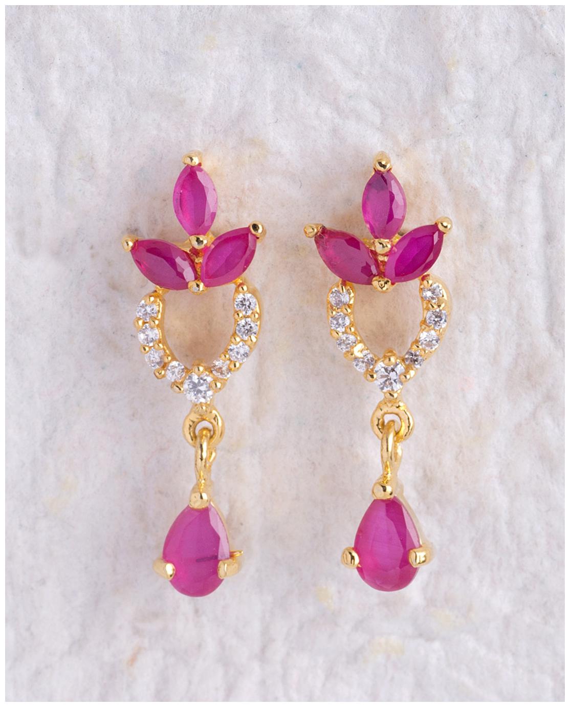 

Voylla Floral Earrings with Yellow Nickel Plating