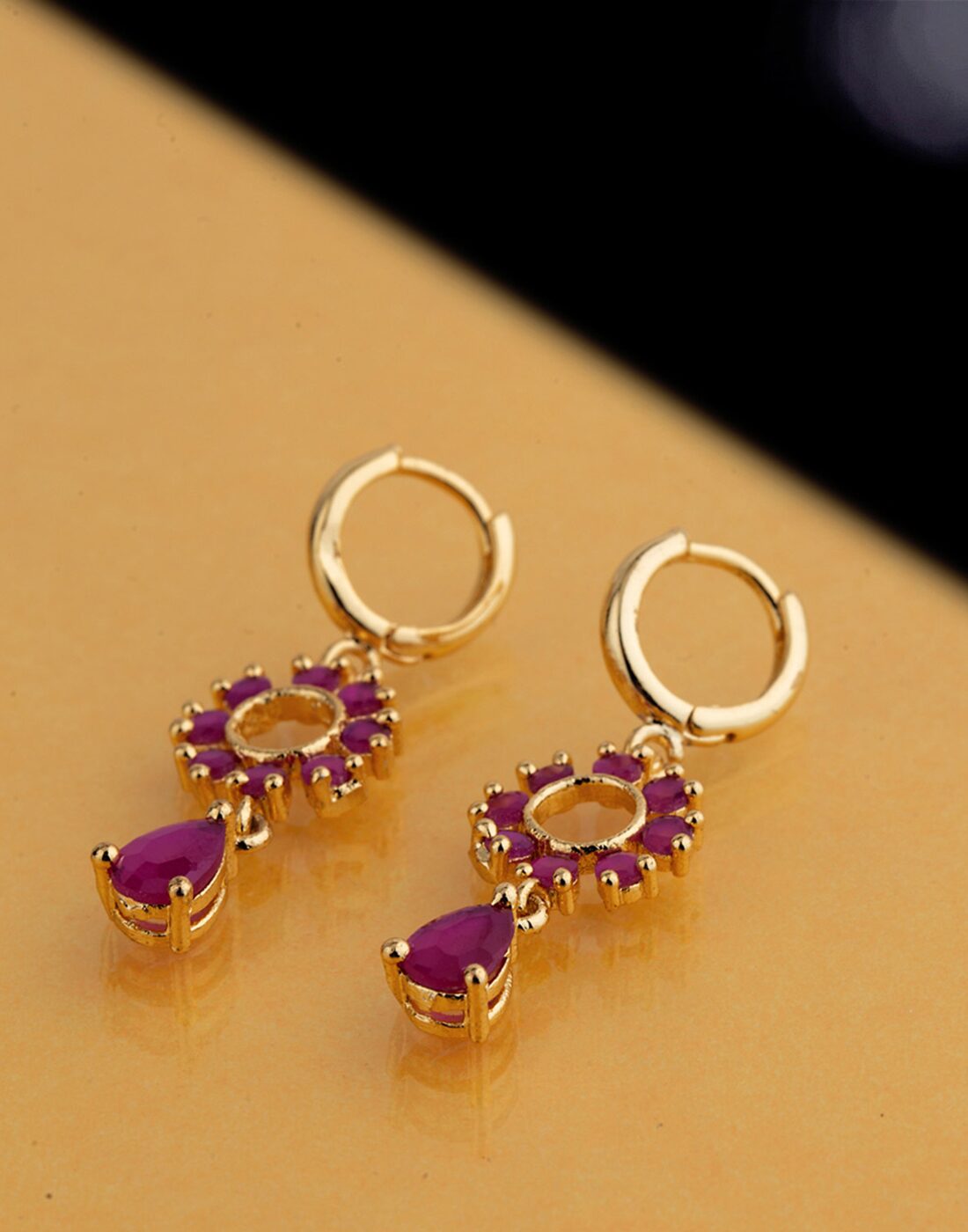 

Voylla Floral Marigold Brass Earrings