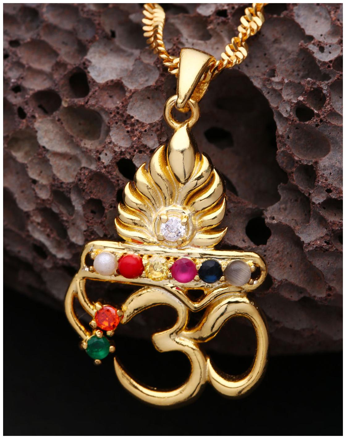 

Voylla Flute OM Navratan Pendant
