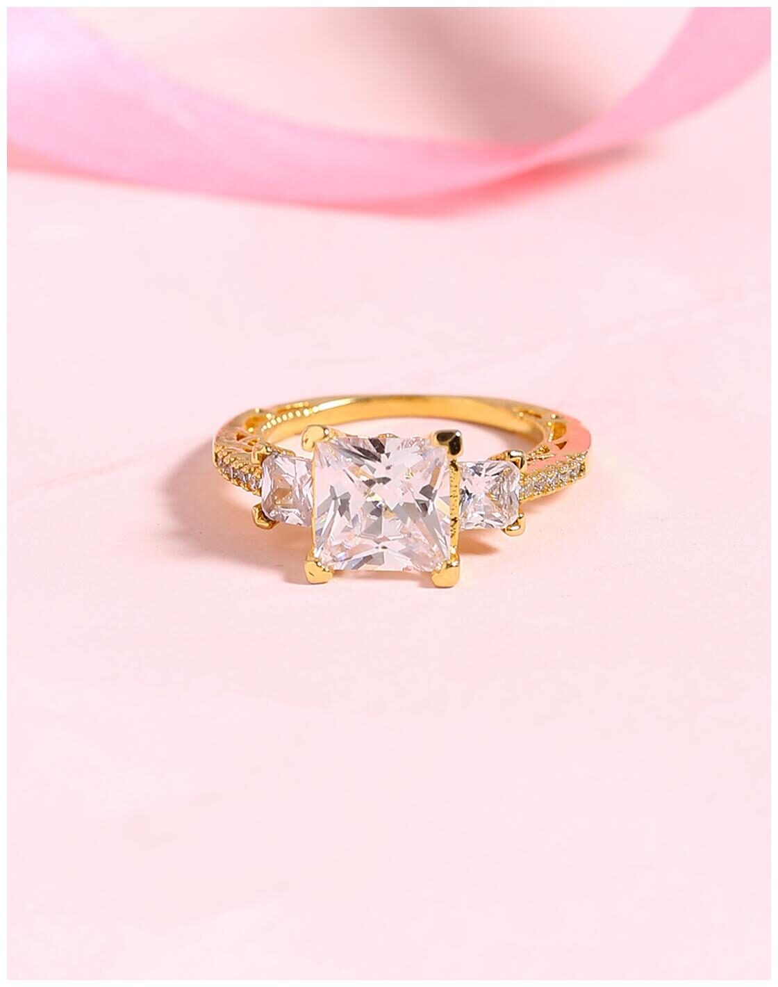 

Voylla Four Prong Setting CZ Gem Adorned Ring