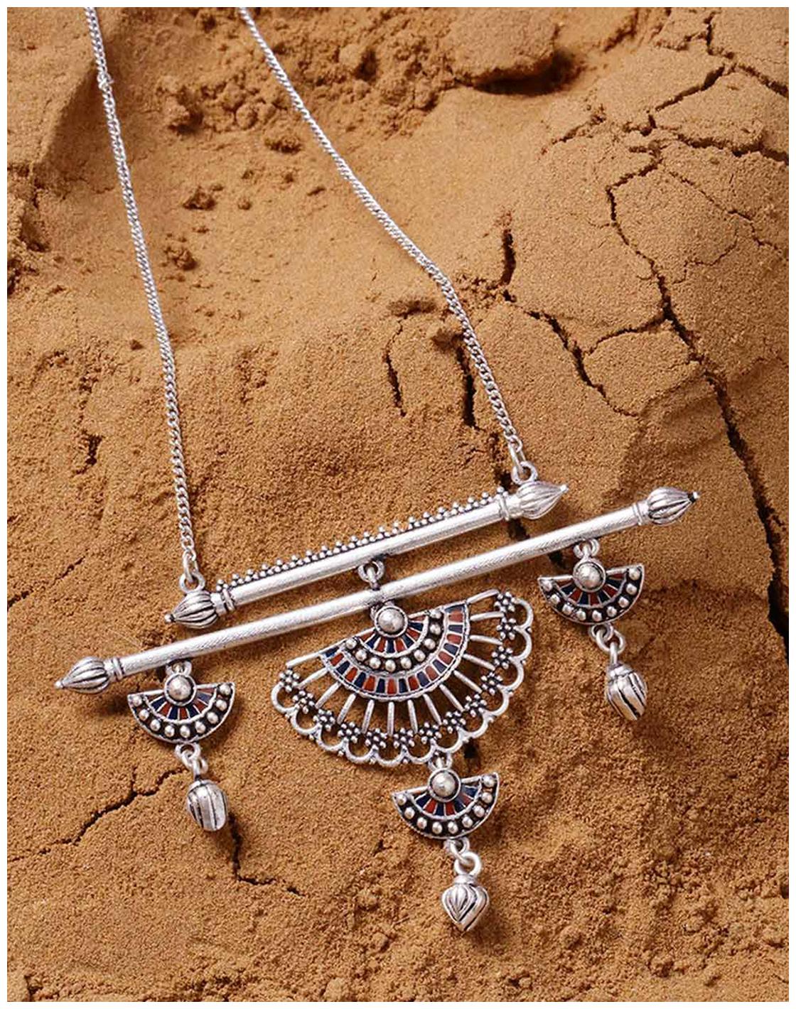 

Voylla Mandala Half Wing Oxidised Necklace