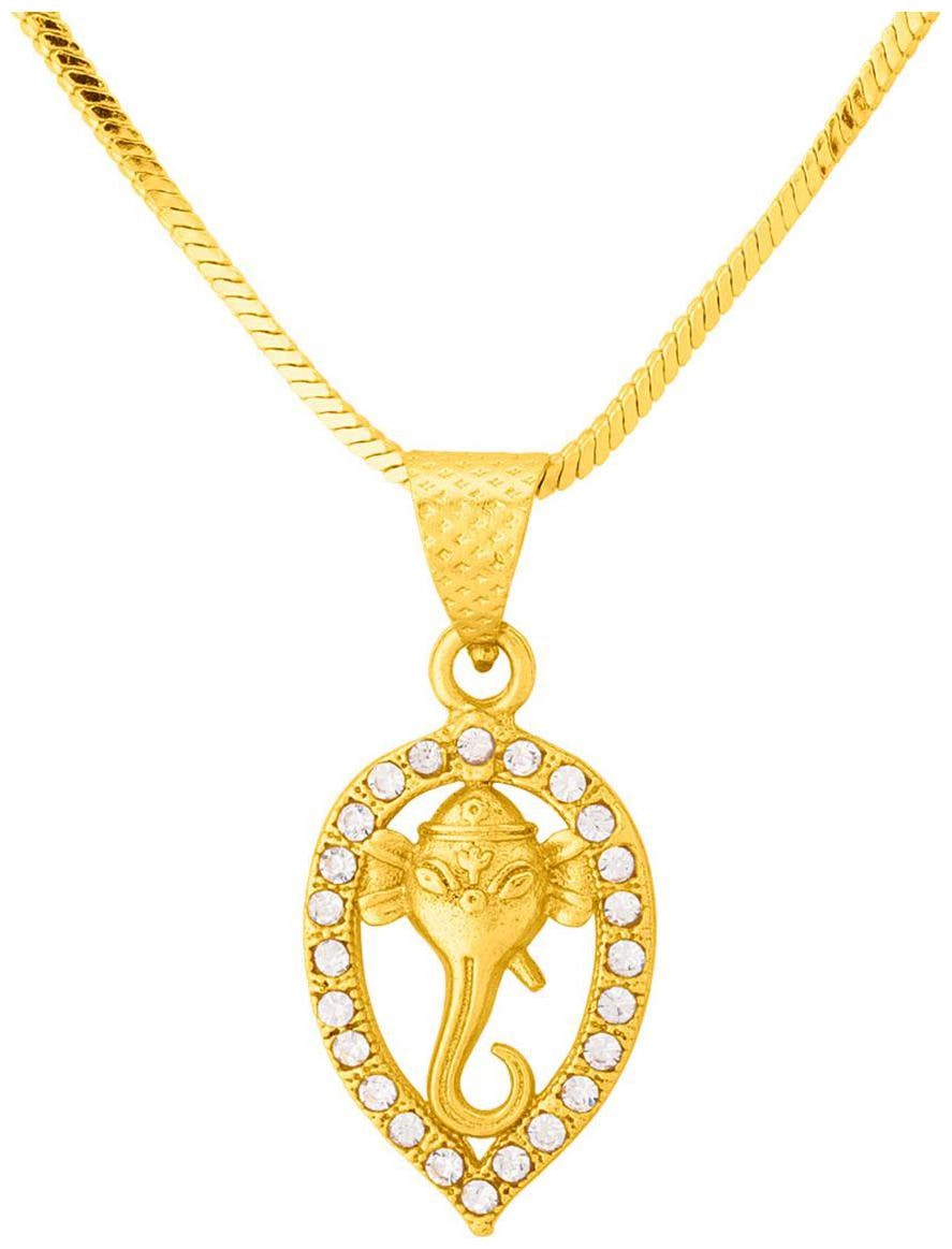 

Voylla Gem Studded Ganesha Pendant with Gold Plating