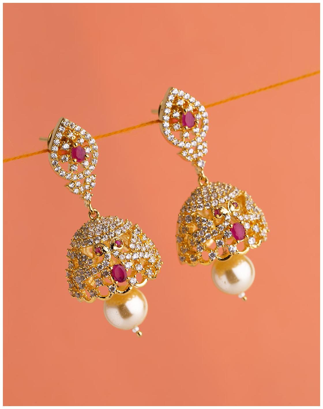 

Voylla Gems Embellished Jhumka Earrings