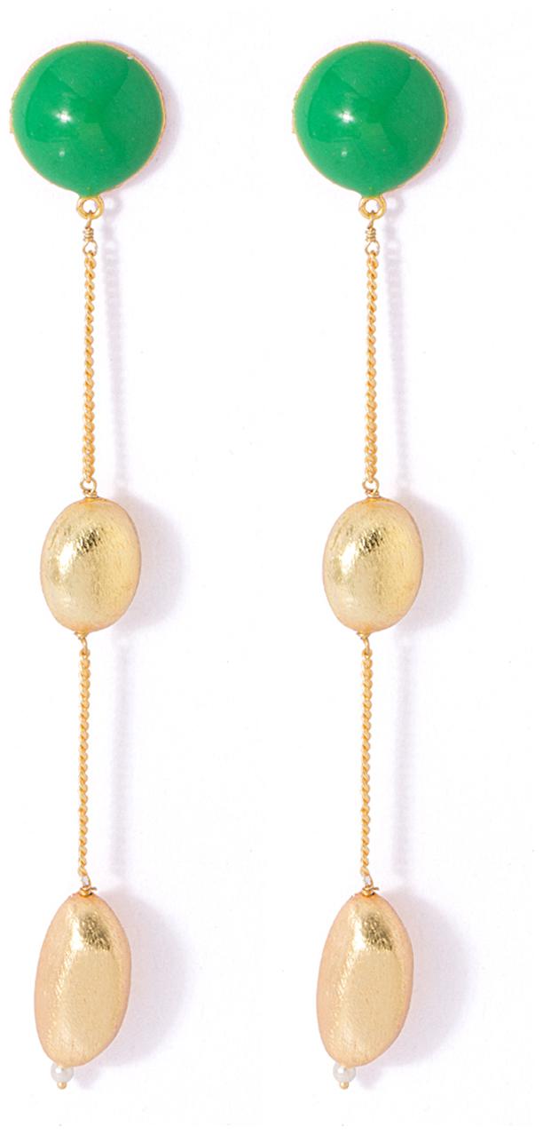 

Voylla GLAMOROUS GREEN AND GOLD DANGLER EARRINGS