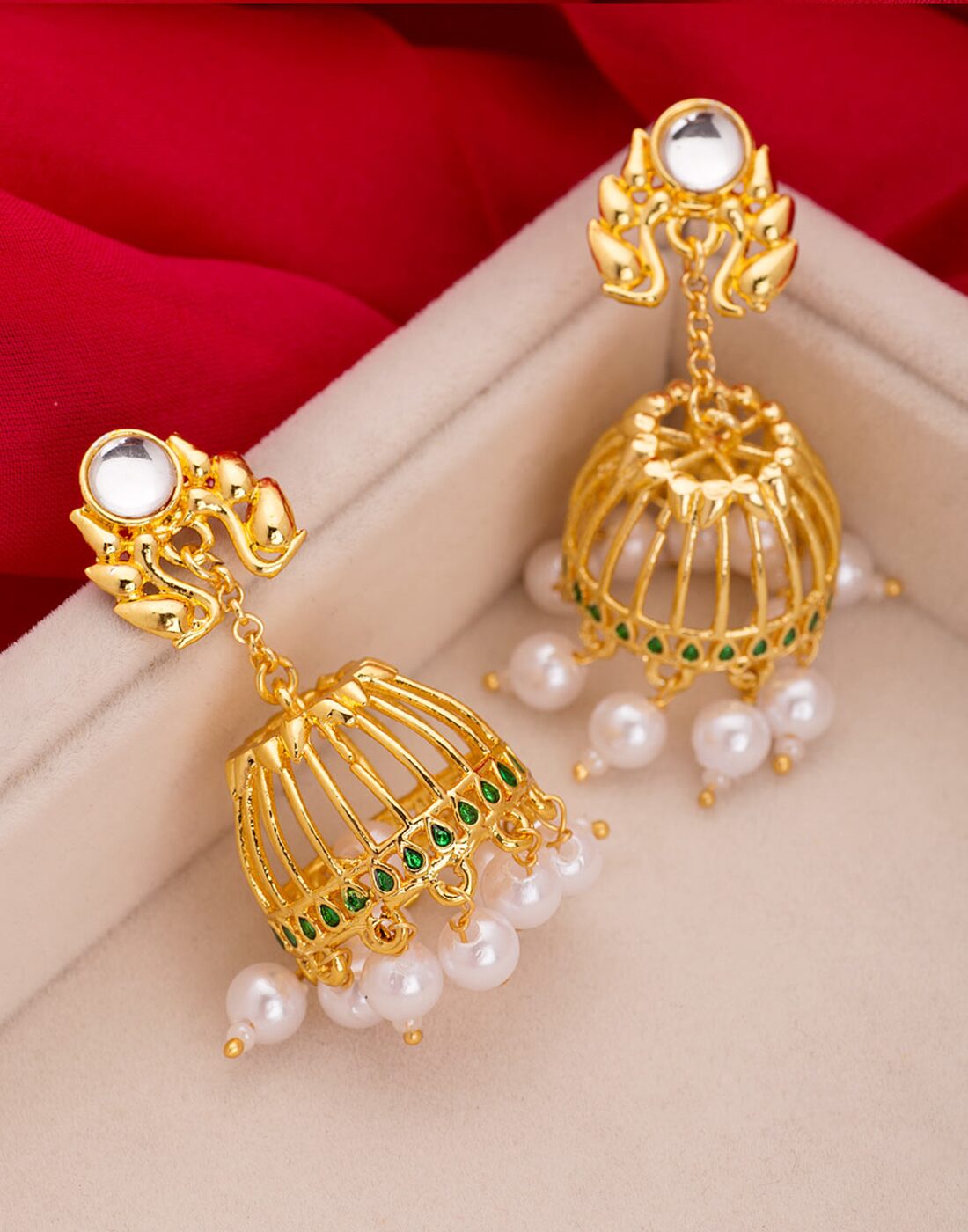 

Voylla Glimmering Golden Droplet Jhumki Earrings